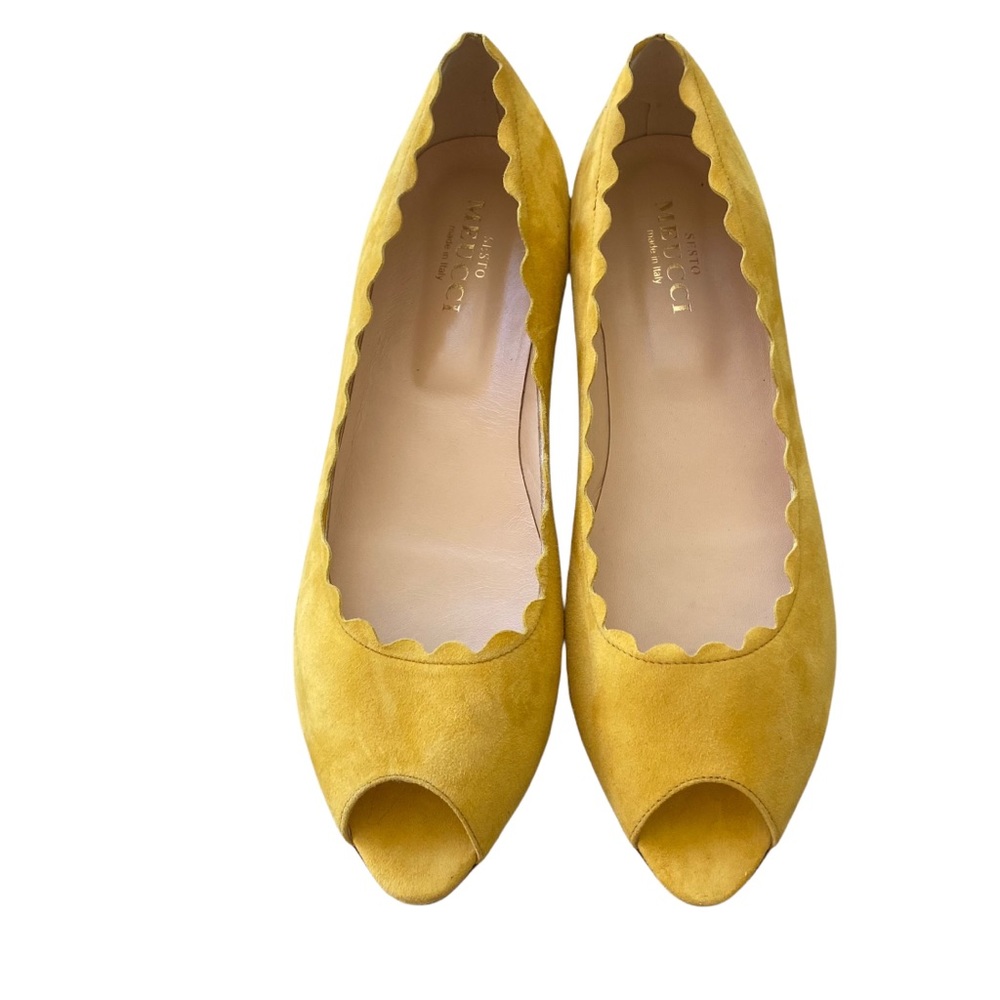 Sesto Meucci yellow scalloped flats 10